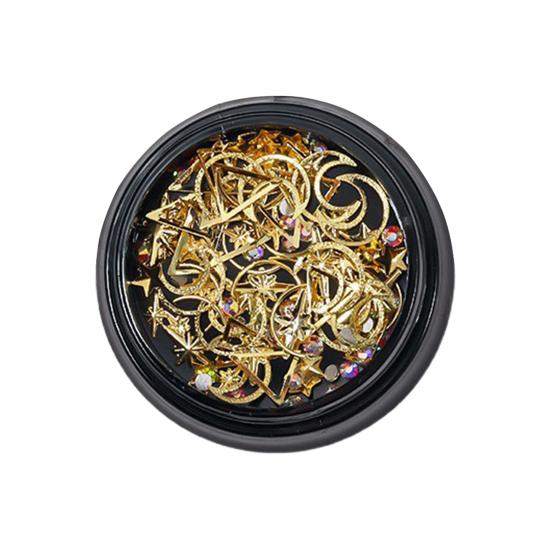 

1 коробка DIY украшения для дизайна ногтей, полый сплав, звезда, луна, треугольные чешуйки, 3D блестящие стразы, подвески для дизайна ногтей, ювелирные изделия, смешанные аксессуары G