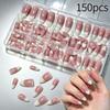 150Pcs/Box Glossy Finish Press On Nails Gradient Design Full Cover Nails False Nails  For Women