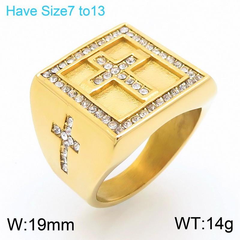 Hip Hop Men's Lion Head/Cross /Tai Chi Signet Ring Stainless Steel Shinny Zircon Ring
