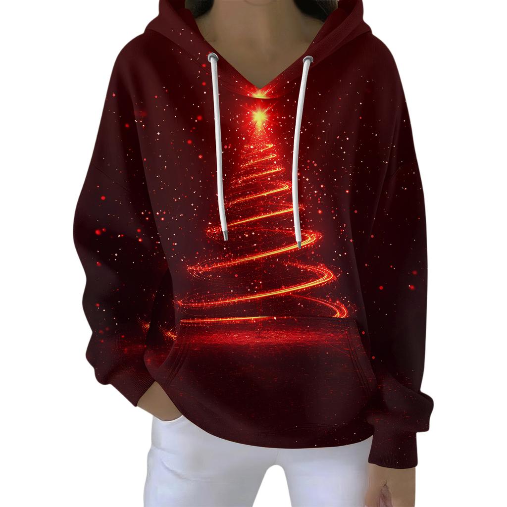 Women's Fashion Casual Hooded Loose Printed Long Sleeve Sweatshirt