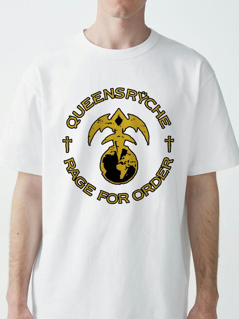 QUEENSRYCHE RAGE FOR ORDER tryck Grafisk t-shirt mode avslappnad Streetwear Rundhalsad t-shirts sommar o-hals Kortärmad t-shirt