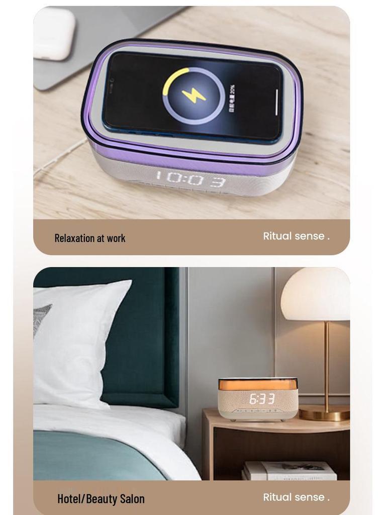 Multi-functional Wireless Charger & Bluetooth Speaker with Digital Clock