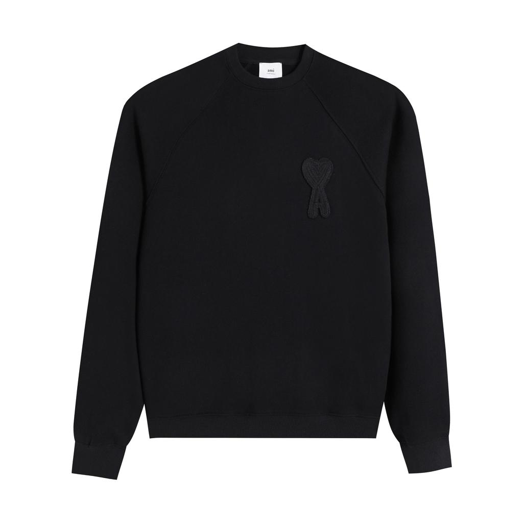 216 AMI 2025 Høst og Vinter Ny Stor Hjerte Logo Høy Kvalitet Bomull Rund Hals Hettegenser Menn Pullover