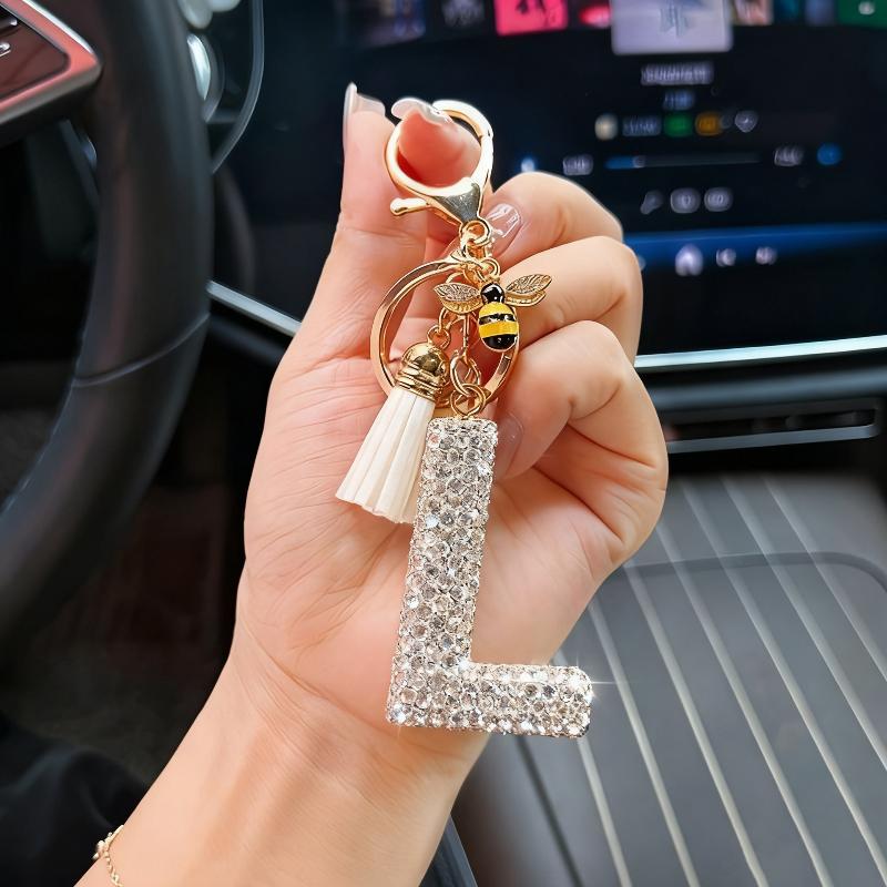 Mode 26 Bokstäver A-Ö Nyckelring Lyxig Elegant Strass Legering Nyckelring Väska Bil Hänge Smycken Tillbehör