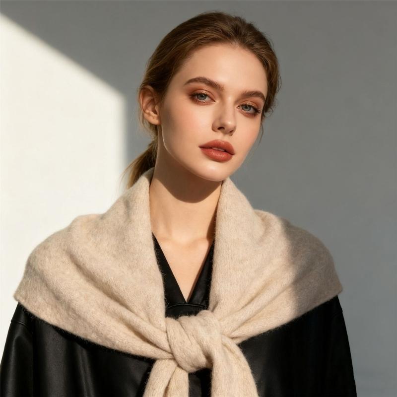 Practical High Density Soft Triangular Shawl Lightweight Moisture Resistant And Easy Care For Winter Season Versatility