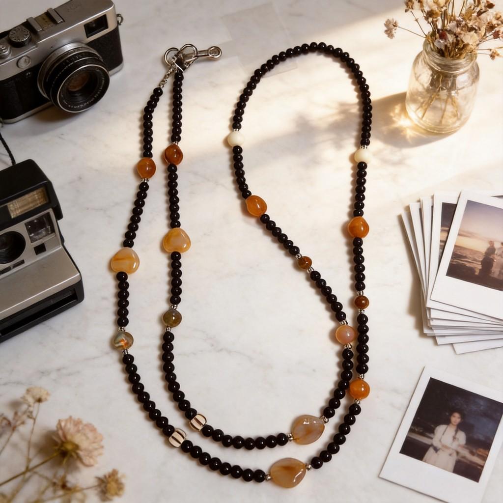 Pearl Beaded Phone Lanyard Pvc Handmade Unisex Carabiner For Smartphone And Bag Use