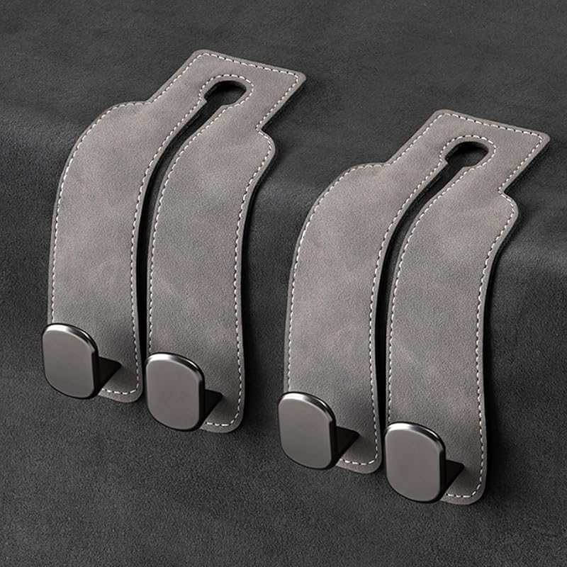 Amelity Headrest Hooks For Car, Car Hooks For Purses And Bags, Purse Hook For Car (Grey-2 Pack)
