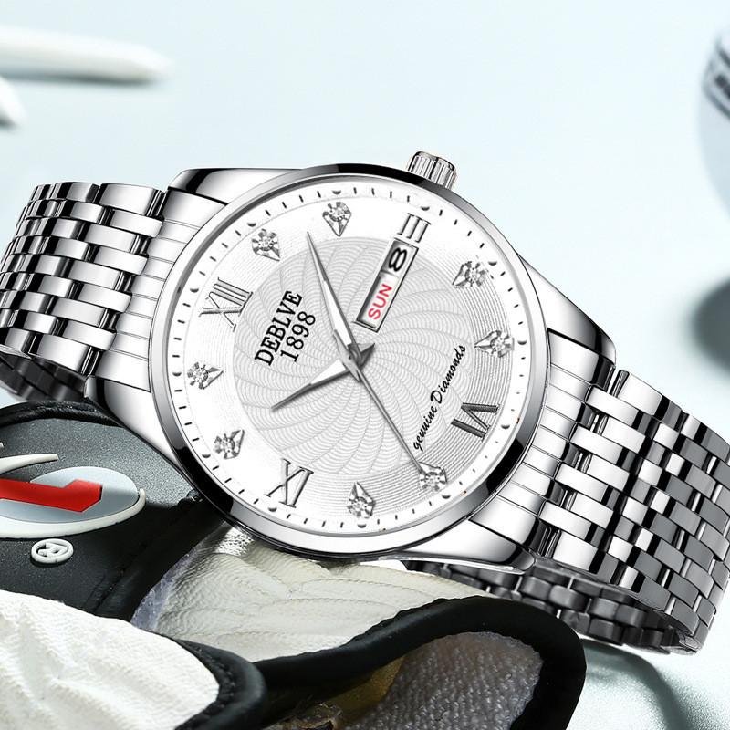 Men's Business Leisure Watch Steel Belt Calendar Night Light Quartz Watch