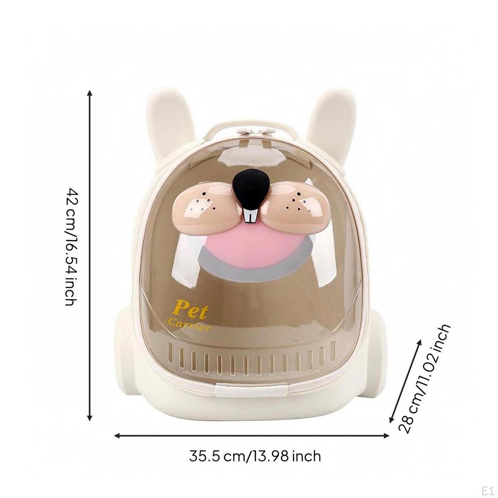 Space Capsule Pet Carrier Hard Shell Cat Backpack Domed Front Green