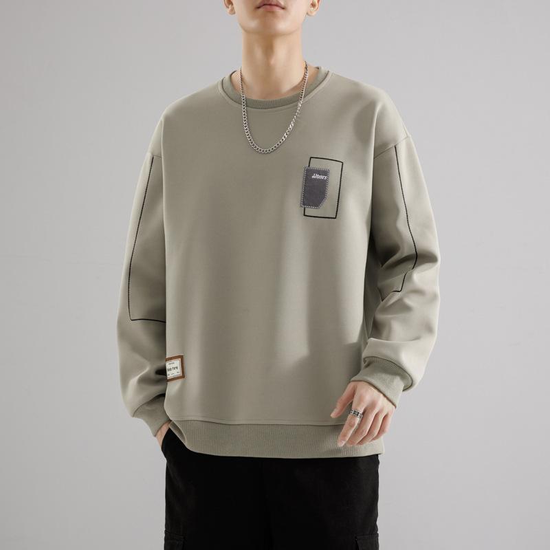 

Round Neck Long Sleeved T-shirt for Men In Autumn and Winter, Casual Loose Fit Sweatshirt for Men, Versatile T-shirt 8XL світло-сірого кольору