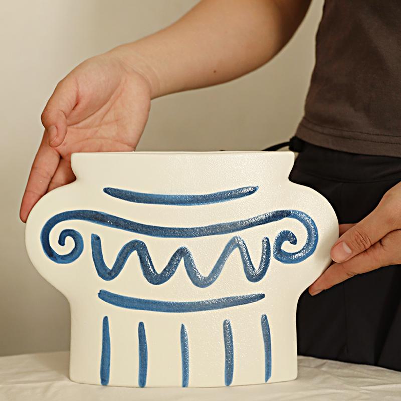 

1шт ваза в полосатой форме, современная цветочная композиция, белая керамическая ваза, настольные украшения, художественные вазы в скандинавском стиле, 3 стиля