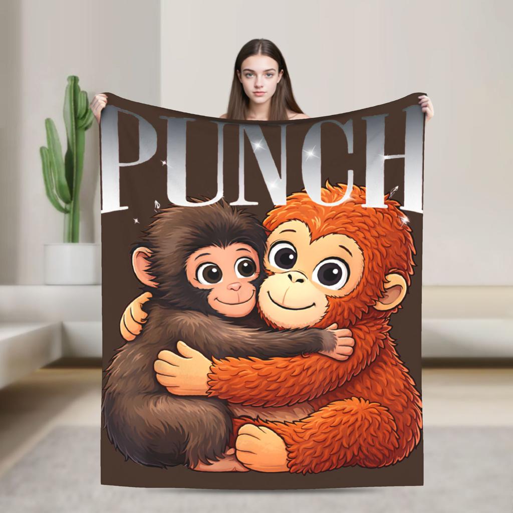 Lonely Punch Monkey Blanket Plush Funny Warm Throw Blanket for Home Restaurant Decoration