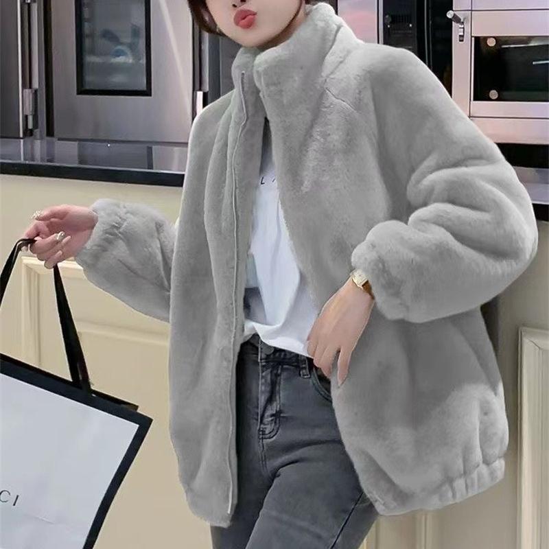Womens Fleece Jacket Winter Polar Fleece Autumn Winter Plush Short Cardigan Warm Hoodie M 2847₽