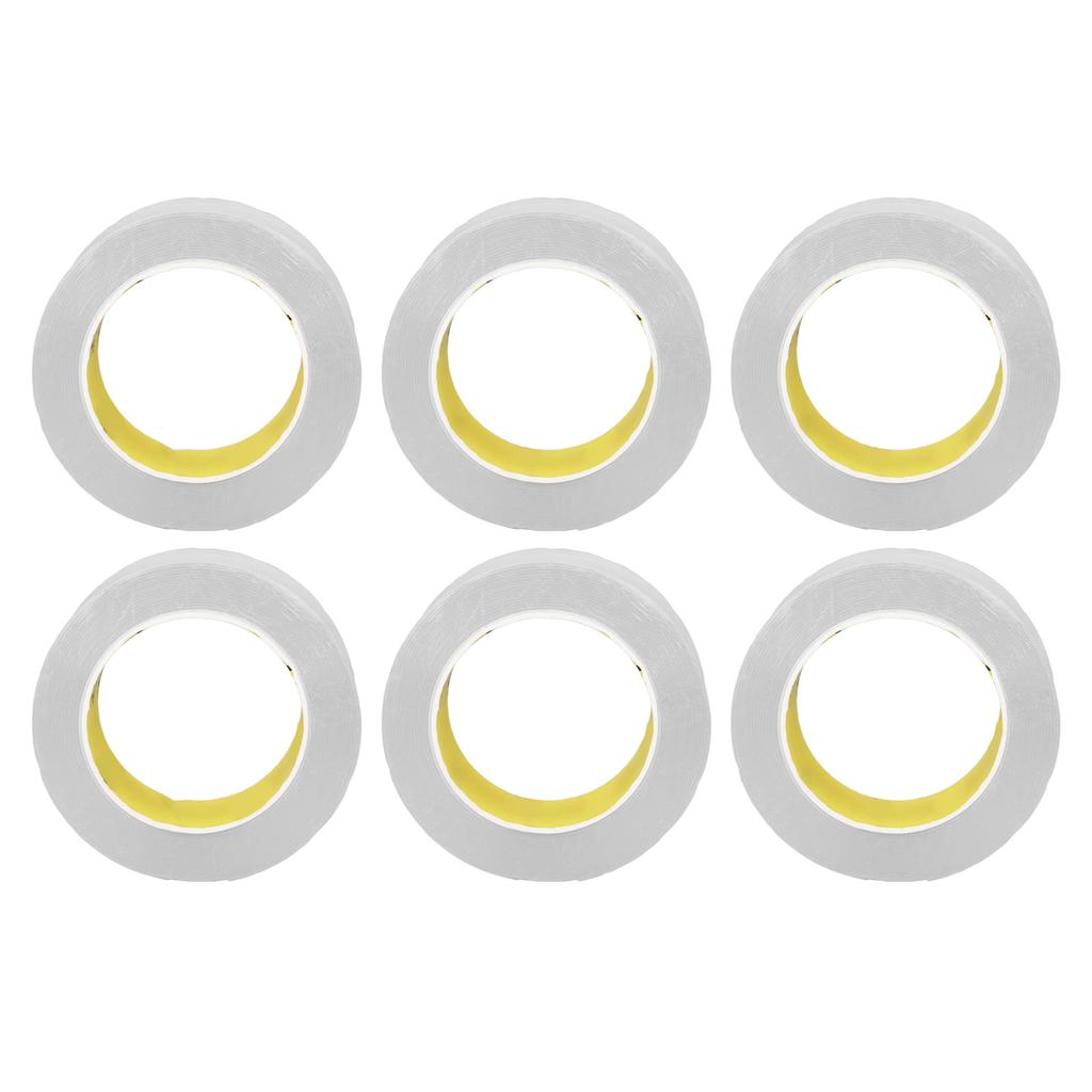 6 role de benzi dublu adezive, grosime 0,1 mm, lățime 50 mm, lungime 5 m, adeziv transparent pentru agățarea tablourilor