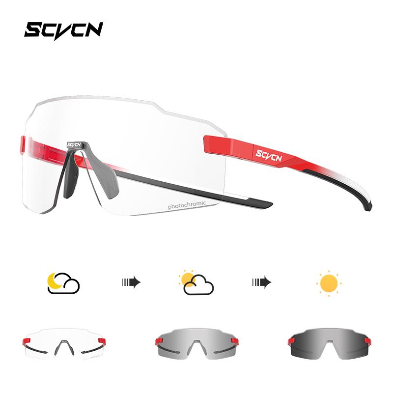 SCVCN Farbige photochrome Radsportbrille Sonnenbrille für Herren Radsport Straßen- und Mountainbike-Brille sowie für Damen Freizeit Wandern Winddicht