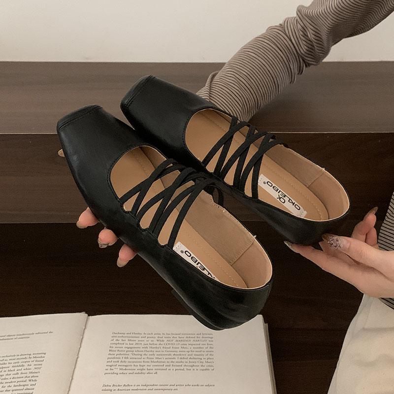 

Мода Новая Мода Эластичная Лента Женские Балетки Слипоны Мягкая Женская Обувь с Мелким Вырезом Квадратный Носок Женские Балетки Мэри Джейн 35 чёрный