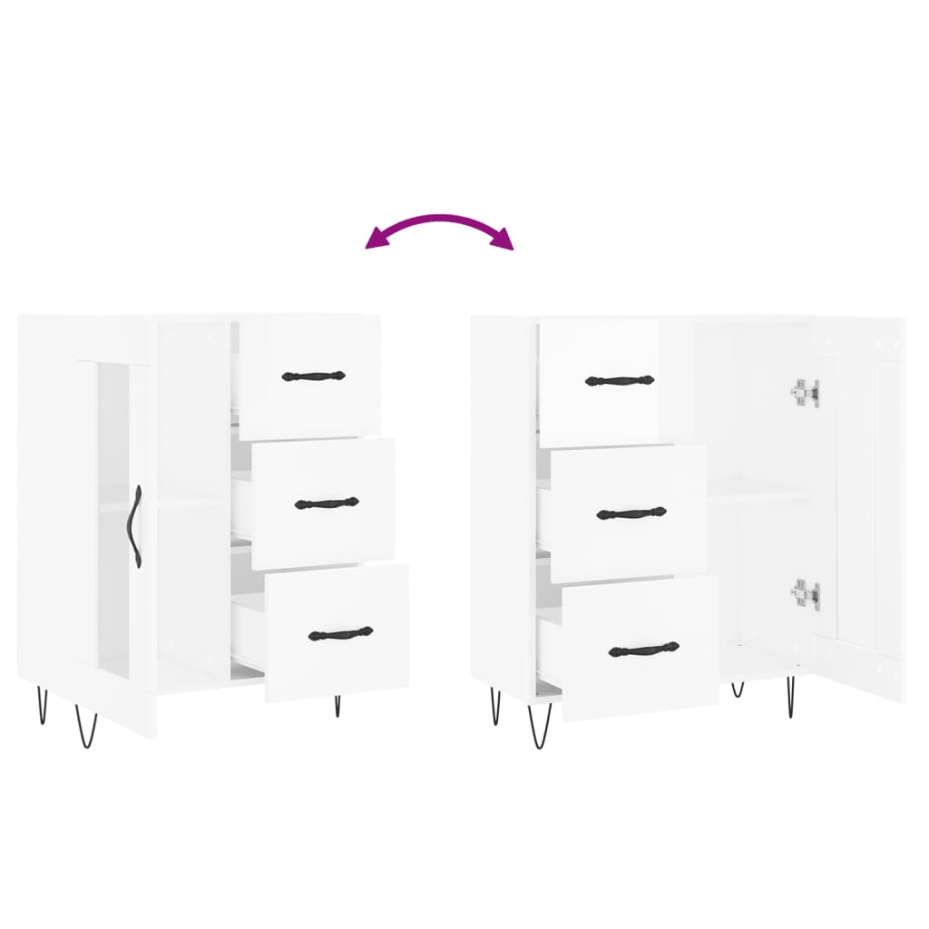 Sideboard High Gloss White 69.5 x 34 x 90 cm Engineered Wood