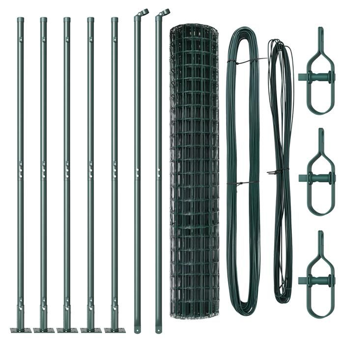 VidaXL Clôture Euro avec 7 poteaux 1.5x10 m Acier galvanisé 3350823