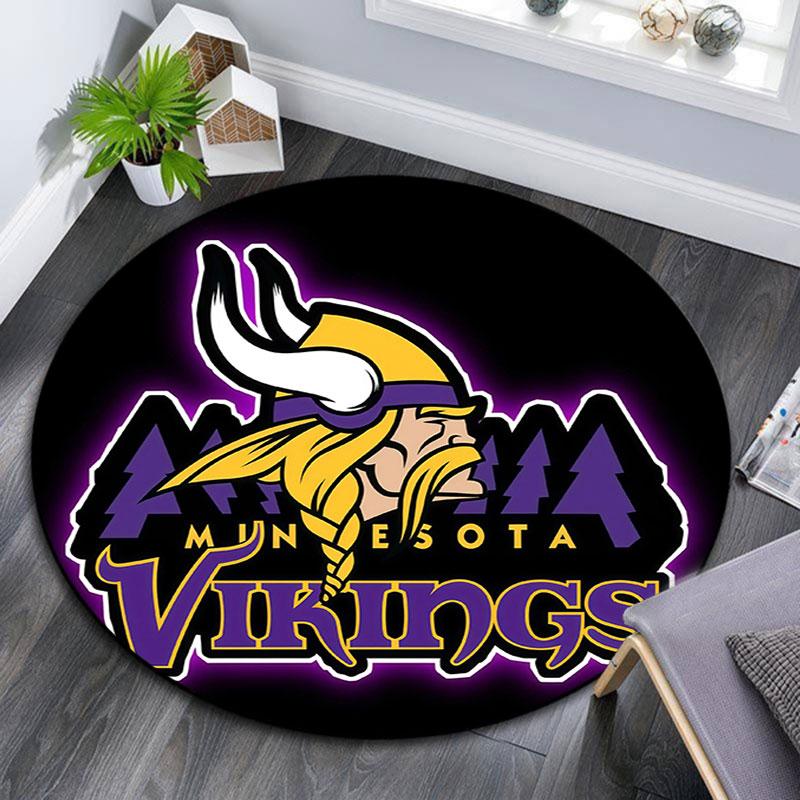 Minnesota Vikings3,Round Area Rug,Carpet Rug for Living Room Bedroom Sofa Playroom Decor,Non-slip Floor Mat