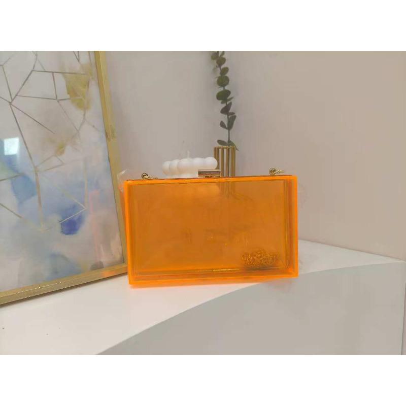 Popular acrylic women's bag small square bag summer candy color transparent box bag dinner bag manufacturer chain bag