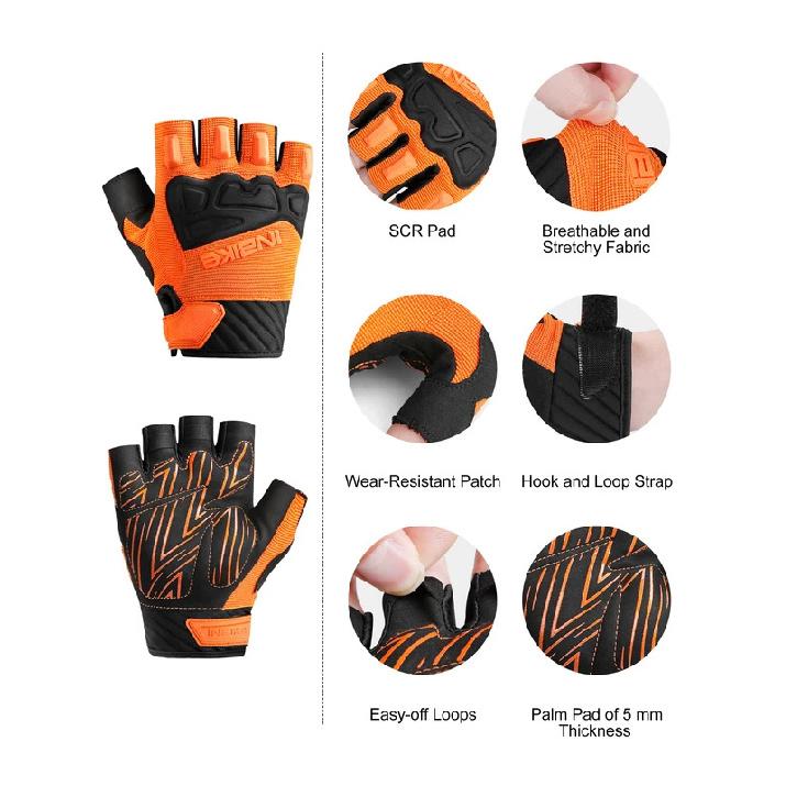 INBIKE Summer MTB Cycling Gloves Gel Padded Half Finger Bicycle Gloves for Men Breathable Outdoor Sport Bike Gloves Accessories