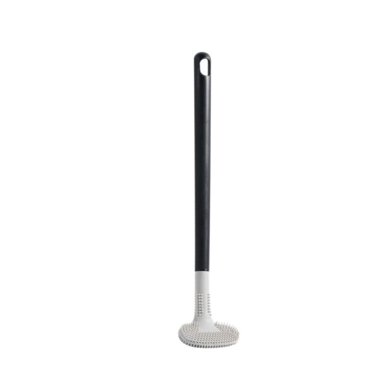 Soft Bristle Silicone Toilet Brush & Holder Set - Long Handle, Wall-Mounted, No Dead Angle Design