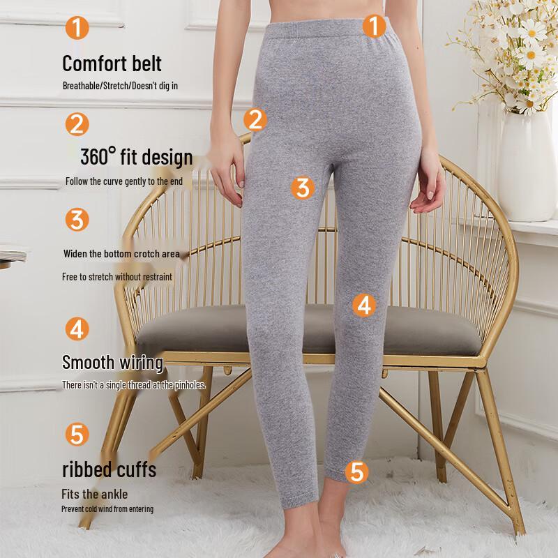 Hengyuanxiang 100% Pure Wool Thick Thermal Knit Pants for Women