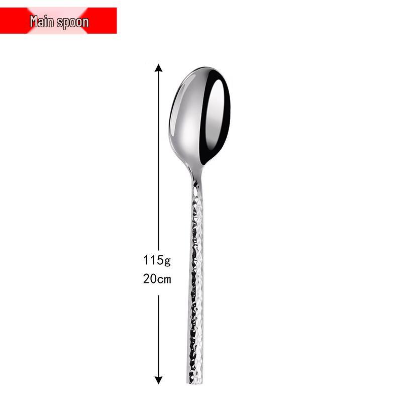 Abay Hammered Round Handle 304 Stainless Steel Dining Spoons Set of 3