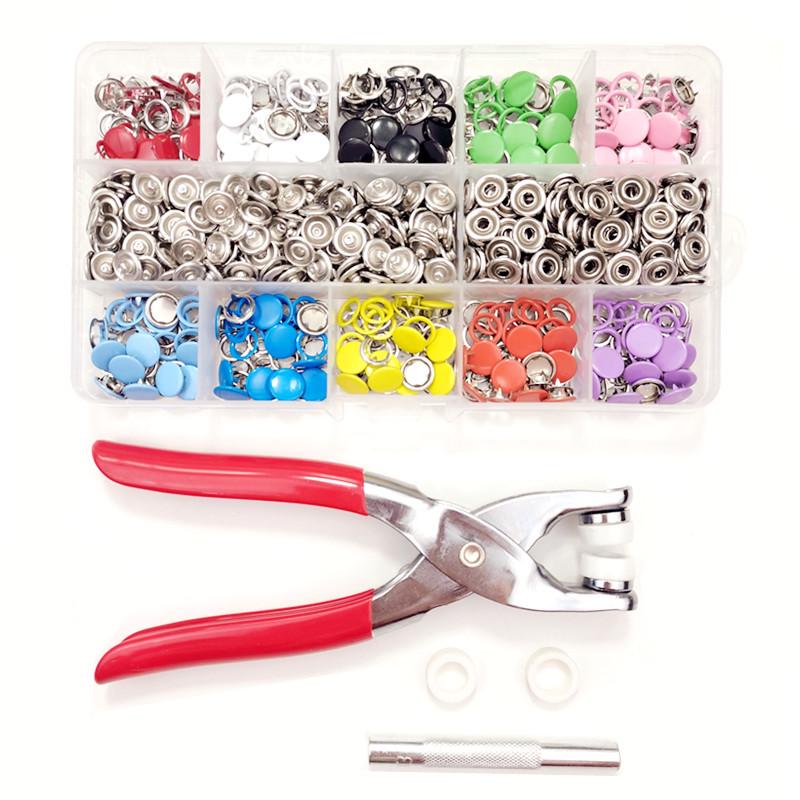 Five-Prong Colorful Snap Fastener Set with No-Sew Installation Tool