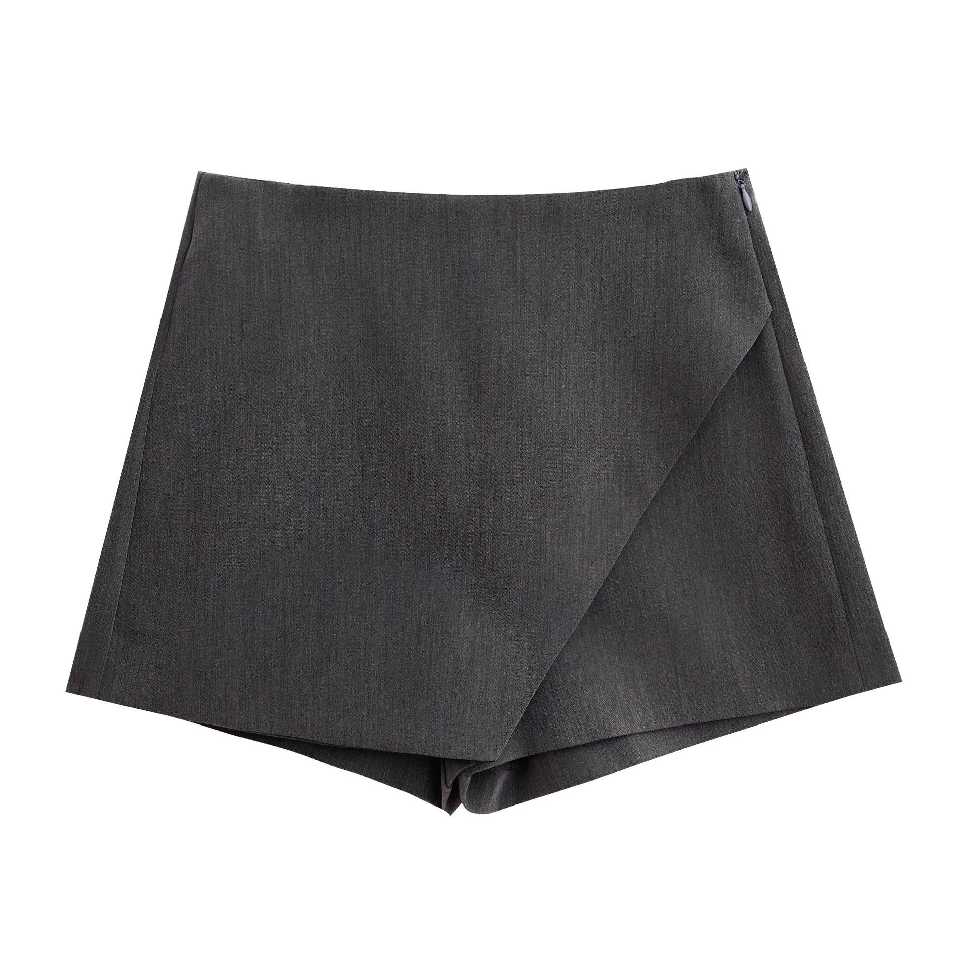 

Мини-юбка-брюки с высокой талией 2024 черного цвета - Дизайн с разрезом и асимметричным подолом во французском стиле для весны/лета XS