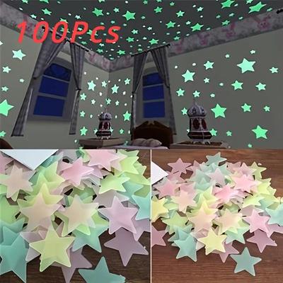 Samolepky hvězd svítících ve tmě - Samolepicí nástěnné dekorace pro výzdobu dětského pokoje, DIY strop noční oblohy a světelné párty potřeby