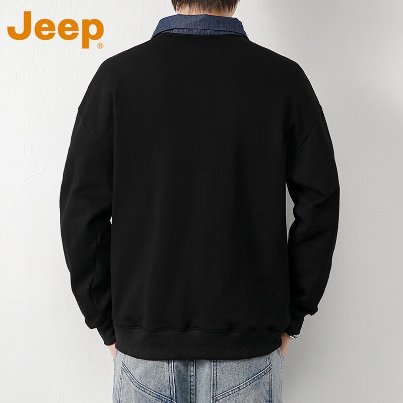 JEEP Men's Half-Zip Polo Long-Sleeve Sweatshirt