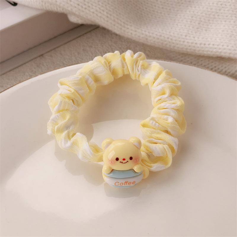 3 Stück Cremiger Bär Dickdarm Haargummi Haaraccessoire Mädchen Herz Süßes Haarband Student Hochelastisches Pferdeschwanz-Gummiband