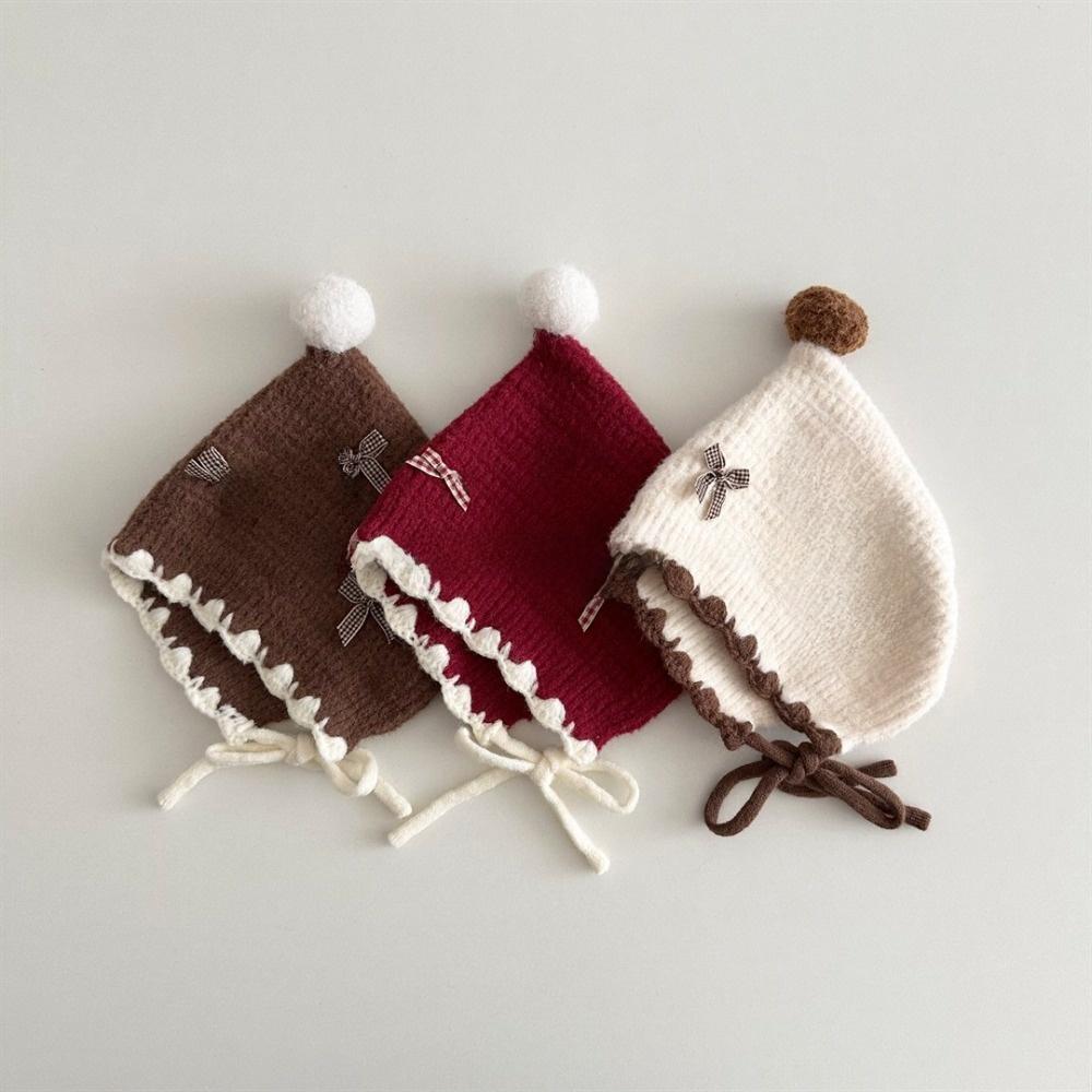 Thickened Baby Knitted Hat Bowknot Winter Baby Hat Cute Toddler Pointed Beanie Cap for Newborn