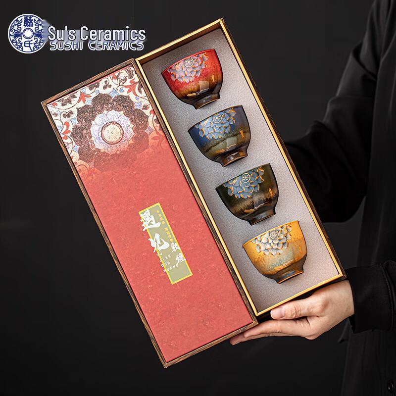 

Su s Ceramic Dunhuang Auspicious Lotus Master Tea Cup Set