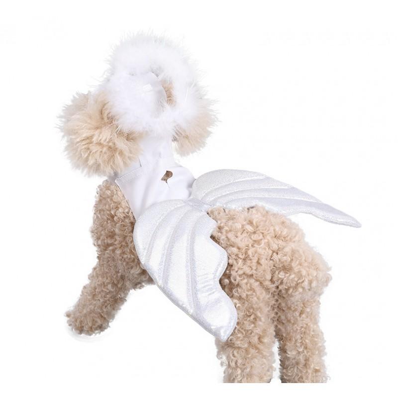 Pet Costume Dogs Halloween Christmas White Angel Outfit Festive Dress Up S M L