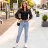 Womens Spring Tops Button Down Denim Shirt with Sheer Long Sleeves Summer Shirts for Women Casual Style Dressy Tops for Women