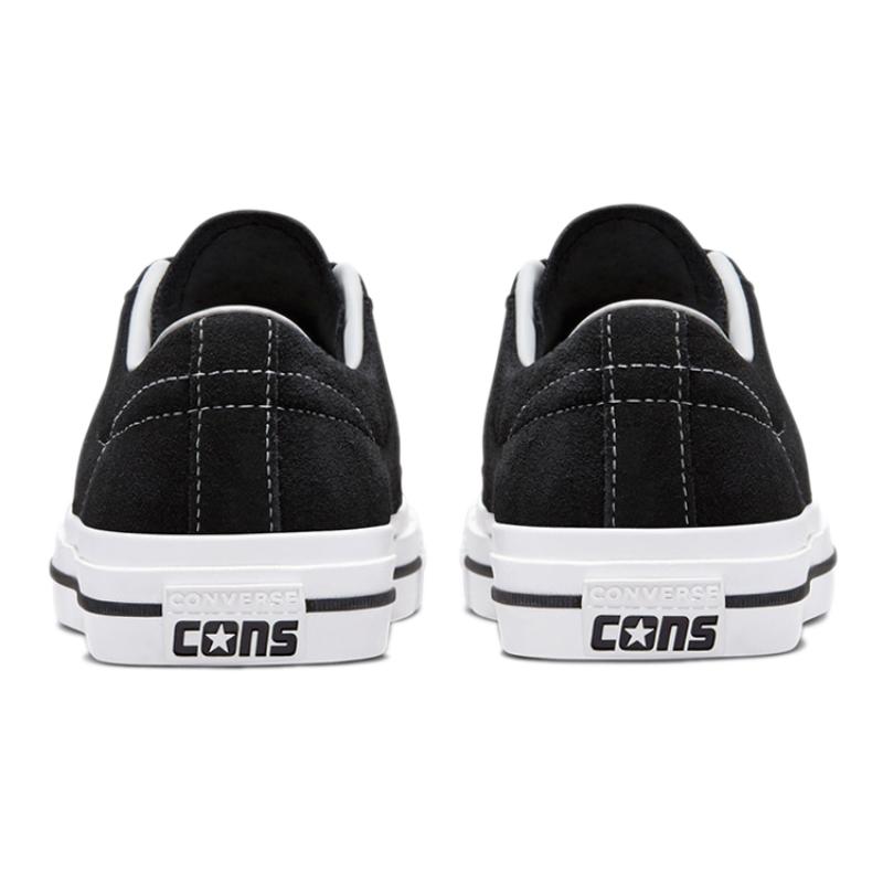 Converse One Star Pro Suede Comfortable Abrasion Resistant Non-Slip Low Top Board Shoes Unisex Black & White