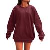 Women's Loose Long Sleeved Round Neck Pocket Sportswear Casual Pullover Sweatshirt
