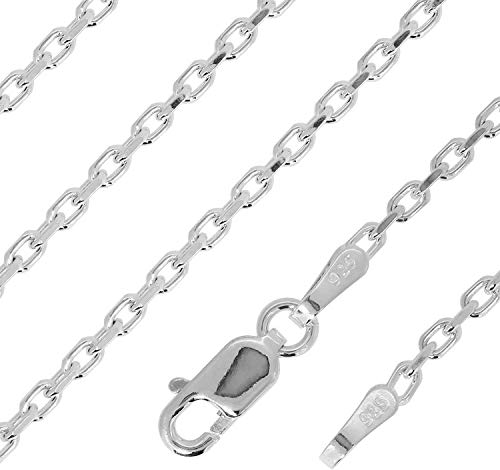 [Shinjuku Gin no Kura] Azuki Chain, Double-Cut, 40-60cm (55cm) Long, Approx. 1.8mm Wide, Sterling Silver 925 Necklace, Men's, SV, Chain Only