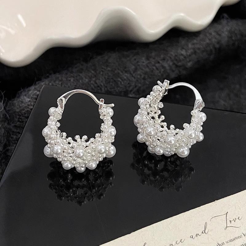 

Нишевые 3D серьги-кольца с жемчугом в виде ажурной корзинки с цветами - Женская мода, Уникальный, Универсальный стиль