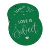 Inkdotpot 100 - Confezione da 100 etichette in carta stagnola color oro vero Love Is Sweet bomboniera da appendere