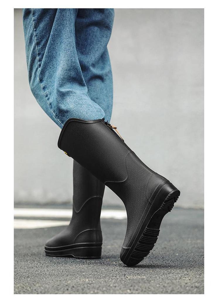 Unisex High-Top Waterproof Rain Boots - Lightweight, Non-Slip, Long Rubber Overshoes for Outdoors