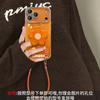 Orange flower bracket for Apple 17 mobile phone case iphone15promax with lanyard 16 glacier pattern 13 women