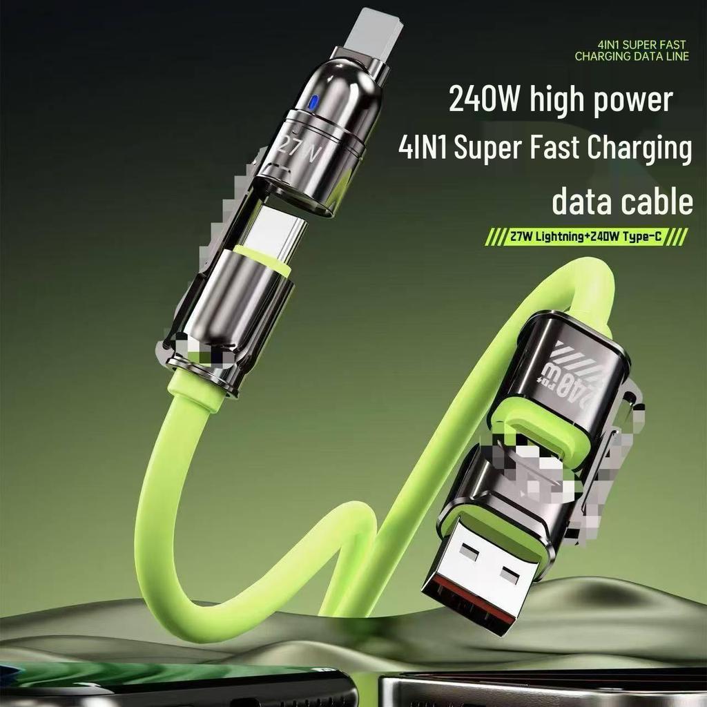 240W Dual Type-C 4-in-1 PD Fast Charging Cable for Apple, Huawei