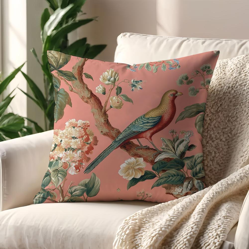Retro Chinese Style Birdsong Floral cushion cover For Pillow Printing Sofa Decoration Home Car Room Shop Office NordicSimplicity