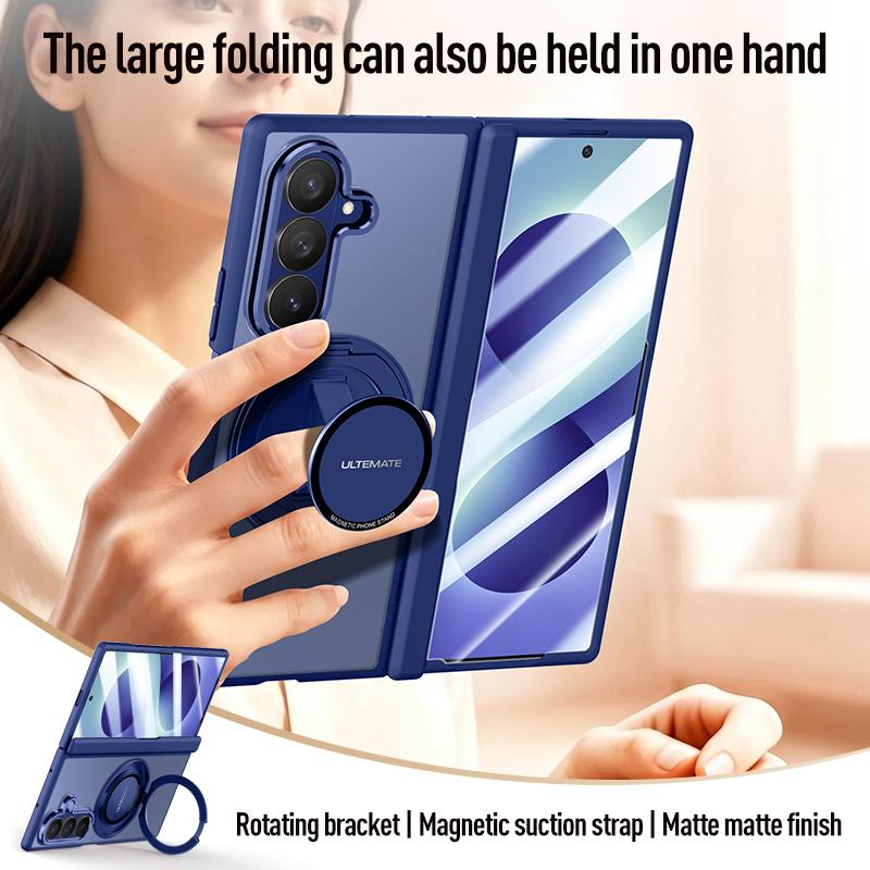 For Magsafe Magnetic Metal Rotate Holder Tempered Glass Film Protect Case for Samsung Galaxy Z Fold 8 Ultra Spring Hinge Cover