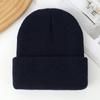 Gorro de Lana de Punto de Doble Capa de Color Sólido - Sombrero Pulóver Cálido para Exterior
