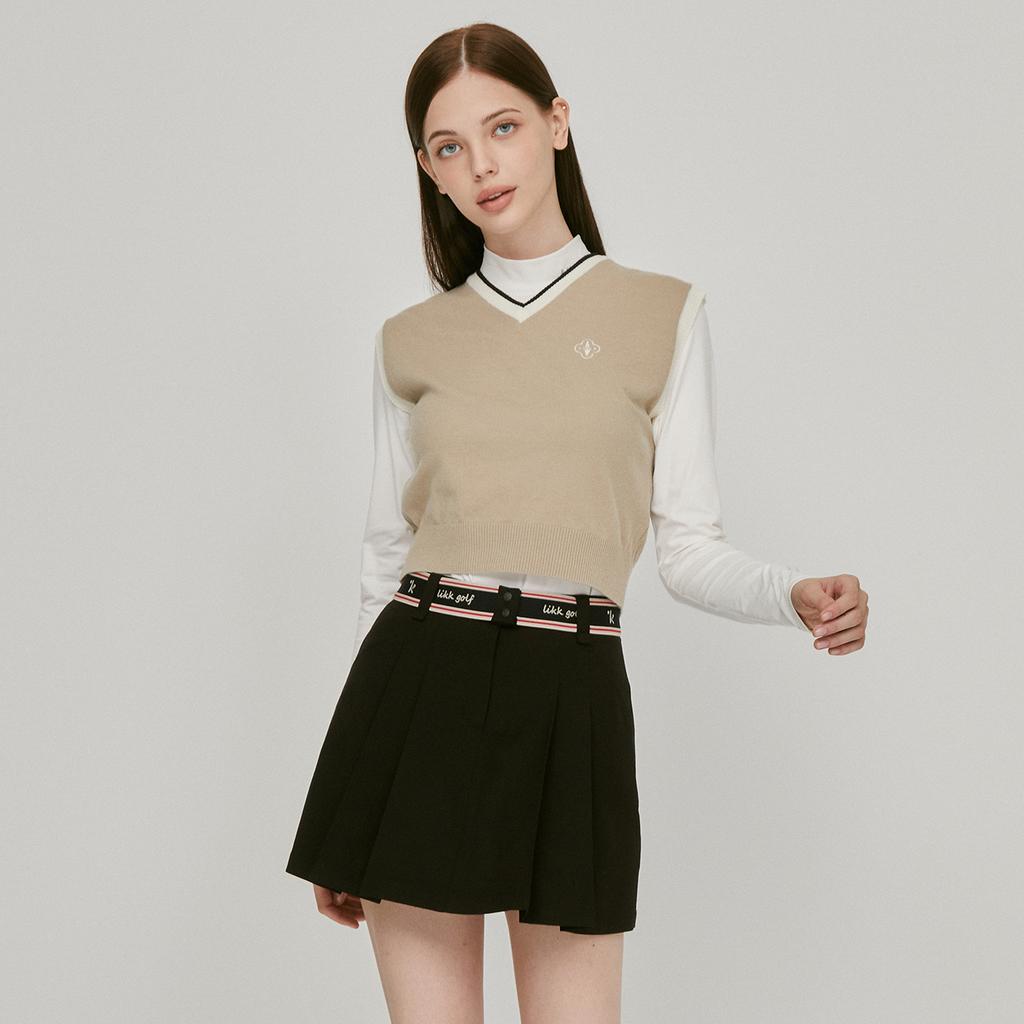 Rick Waist Belt Pleated Wool Skirt (Black) _L3C1-Sk02C