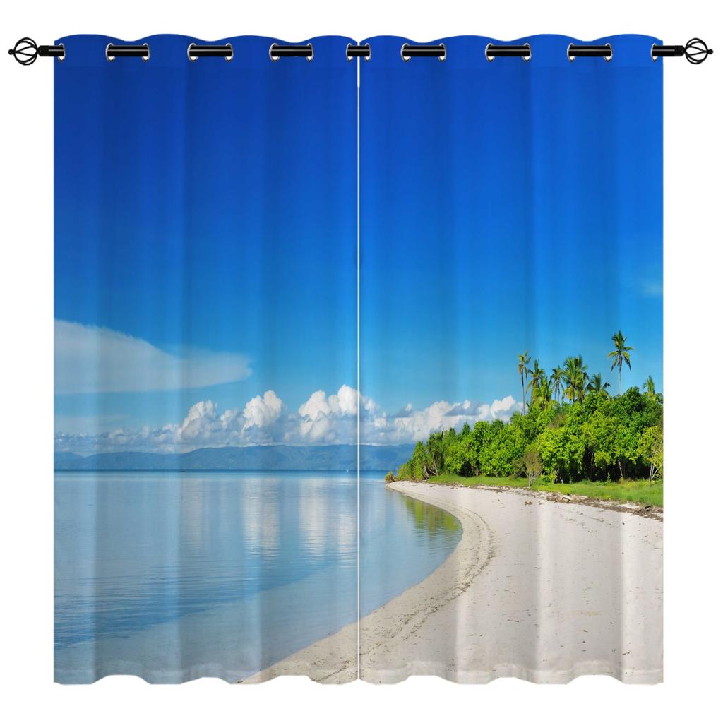 Beach Seaview Series 8 Digital Printing High Density Blackout Curtains